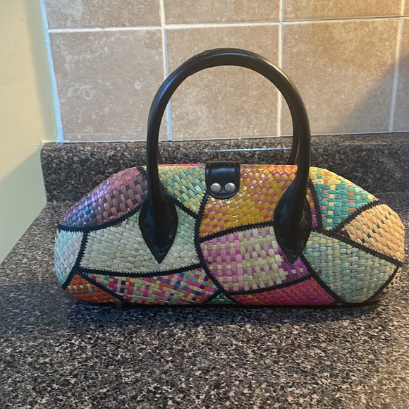 Handmade straw and leather hand bag - Picture 2 of 15